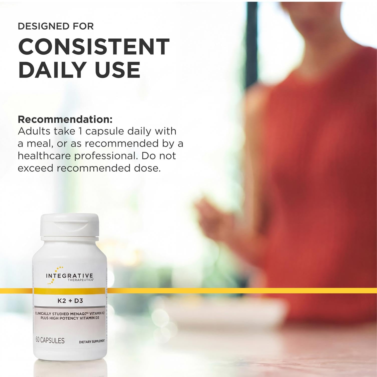 Integrative Therapeutics cápsulas junto a elementos activos en ambiente de bienestar