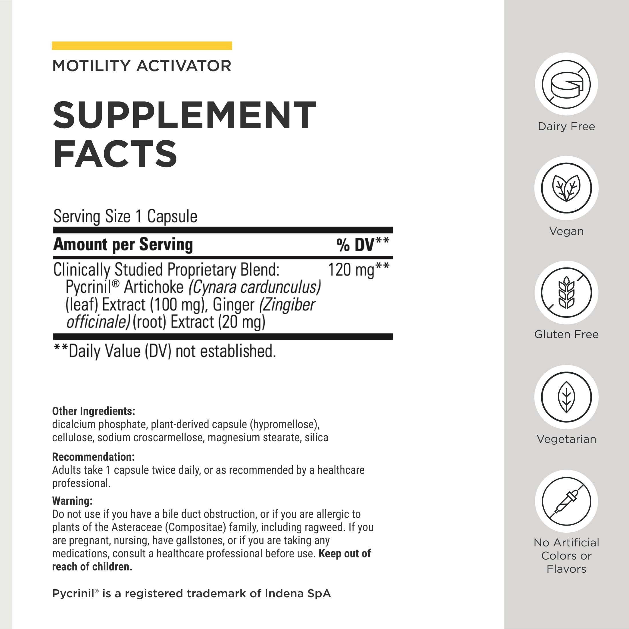 Integrative Therapeutics etiqueta con ingredientes y información de dosificación