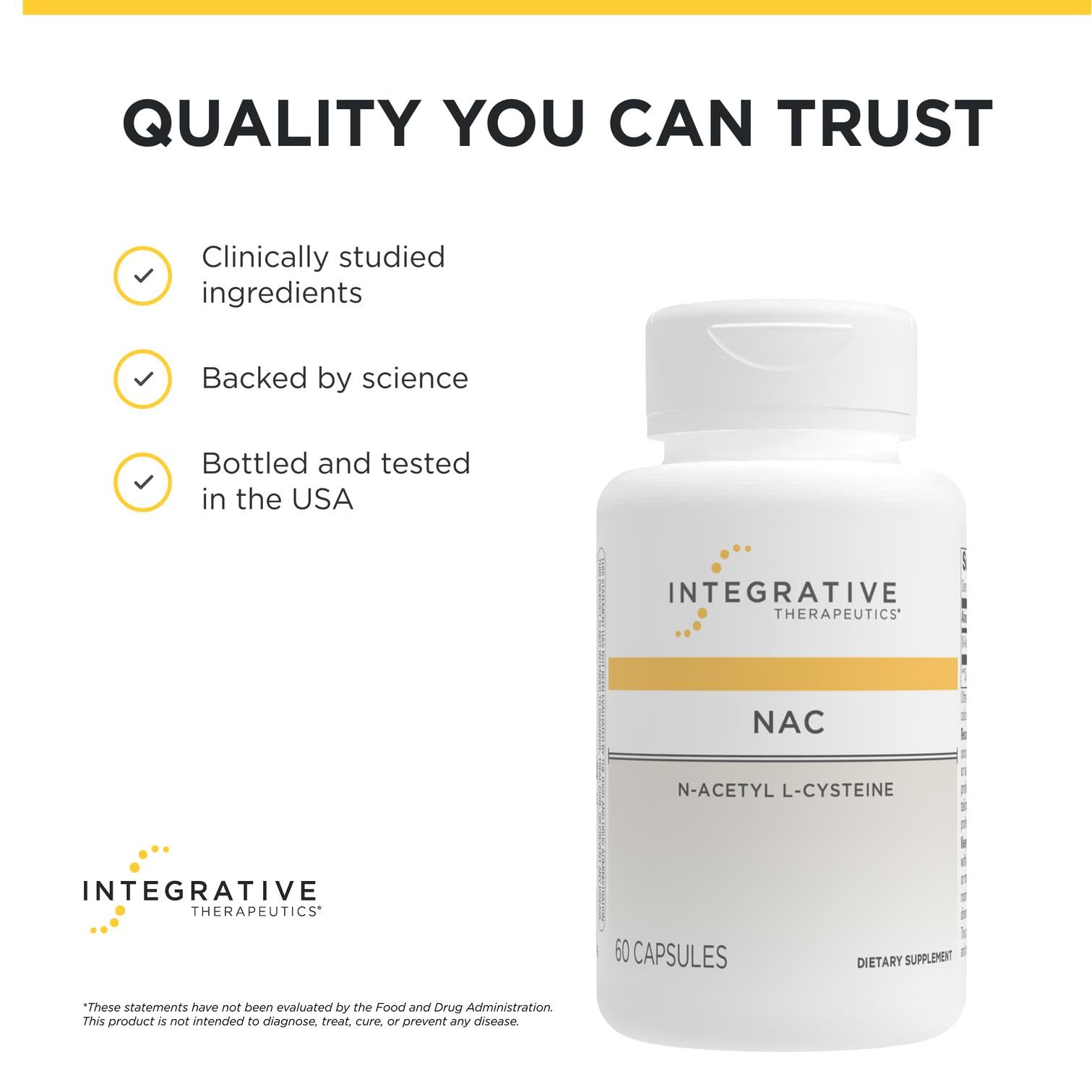 Integrative Therapeutics frasco abierto mostrando cápsulas listas para uso