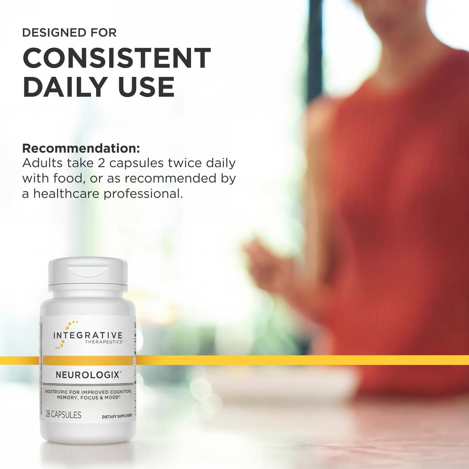 Integrative Therapeutics Neurologix extracto de azafrán en primer plano, bienestar natural