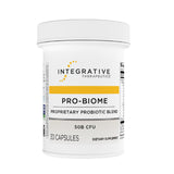 Integrative Therapeutics Pro-Biome vista frontal del envase comunicando dosis mensual