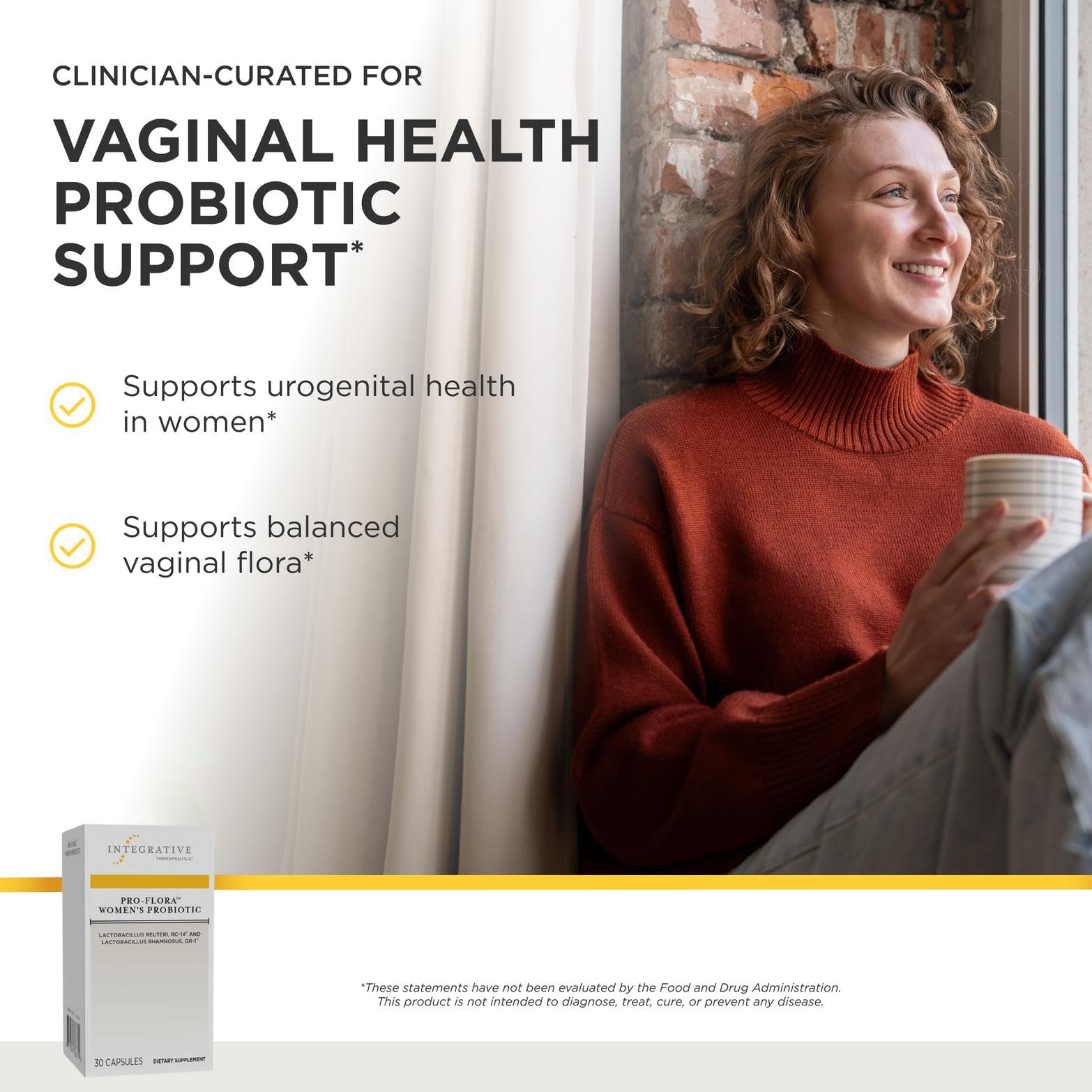Integrative Therapeutics Pro-Flora caja y cápsula visibles para uso diario práctico