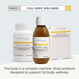 Integrative Therapeutics Pure Omega Liquid junto a una regla para comparar tamaño del envase