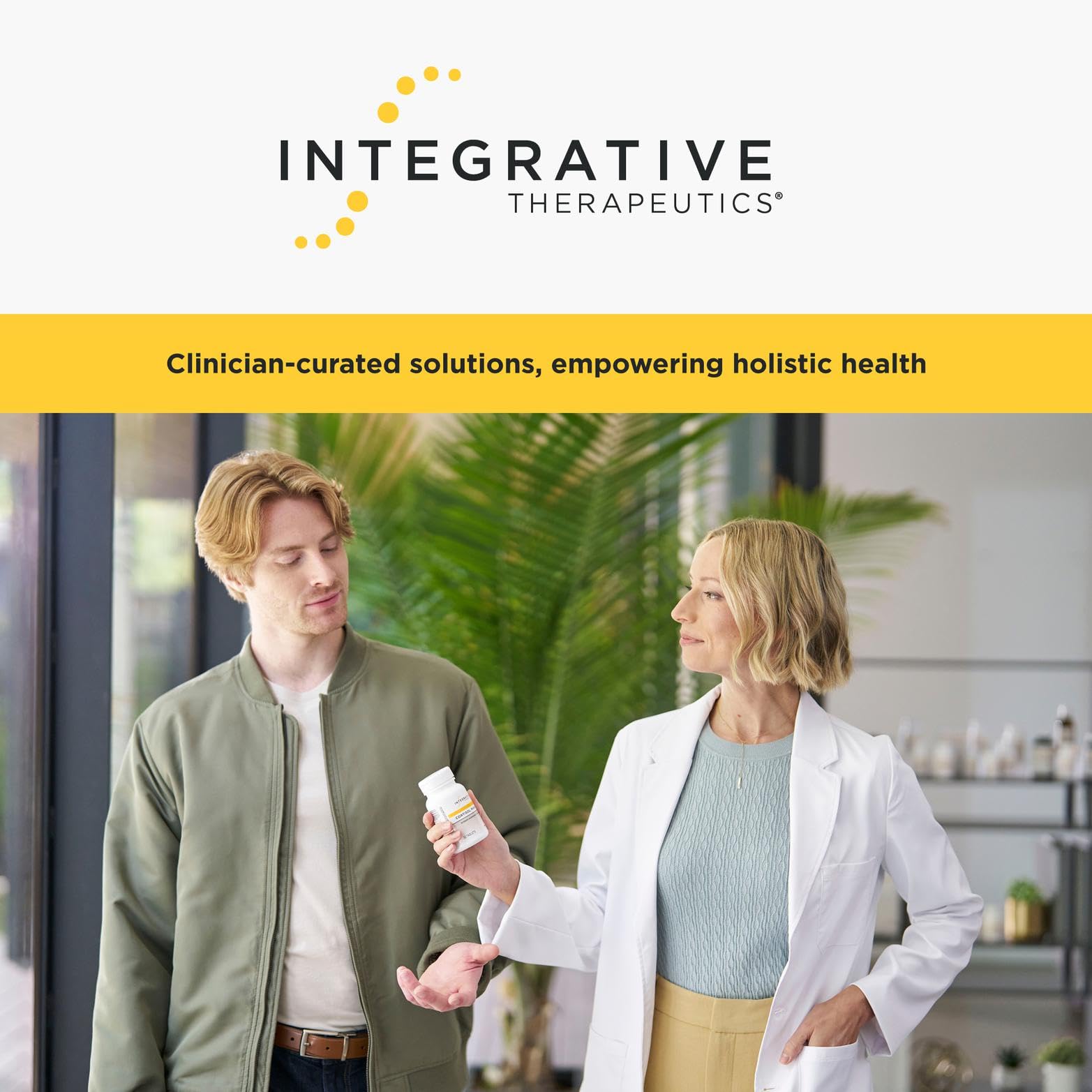 Integrative Therapeutics frasco en cocina natural, estilo de vida saludable y práctico
