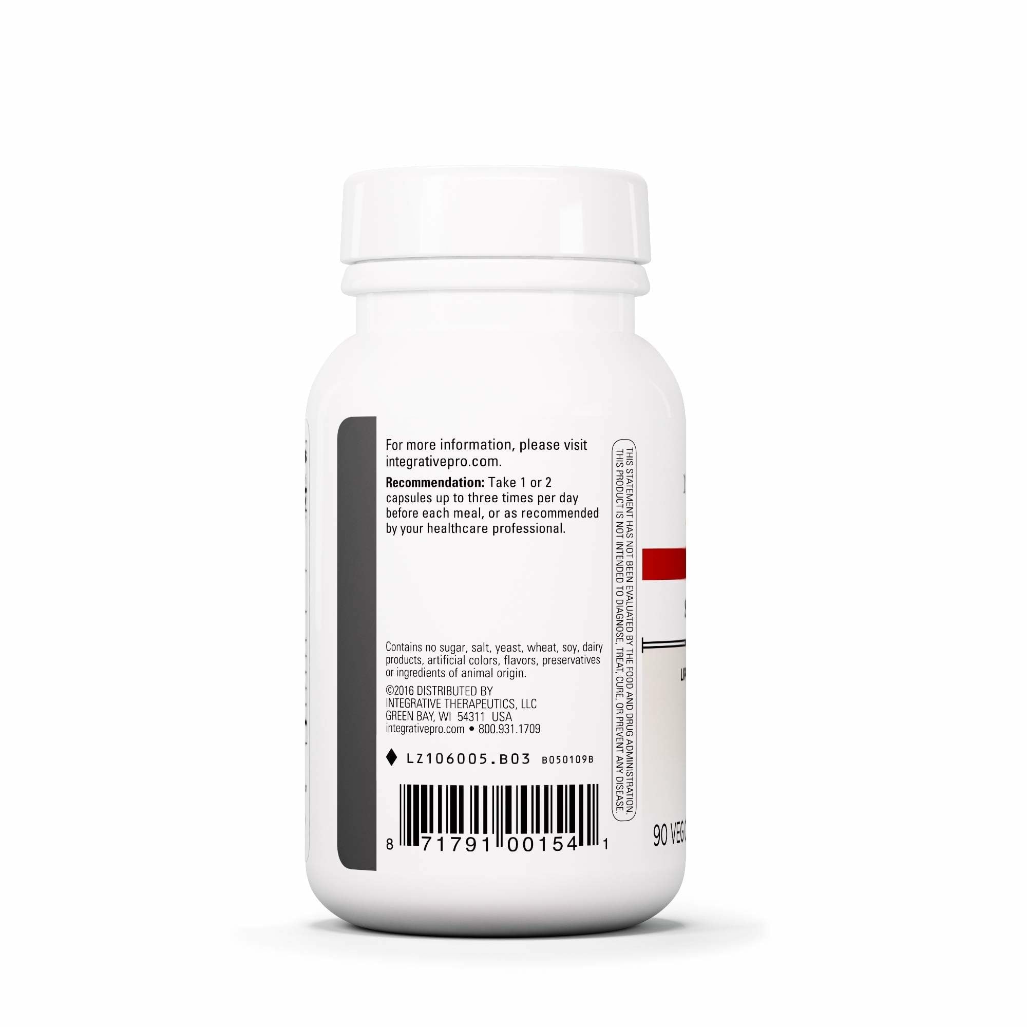 Integrative Therapeutics etiqueta de Similase Lipo con ingredientes y actividad de lipasa visible