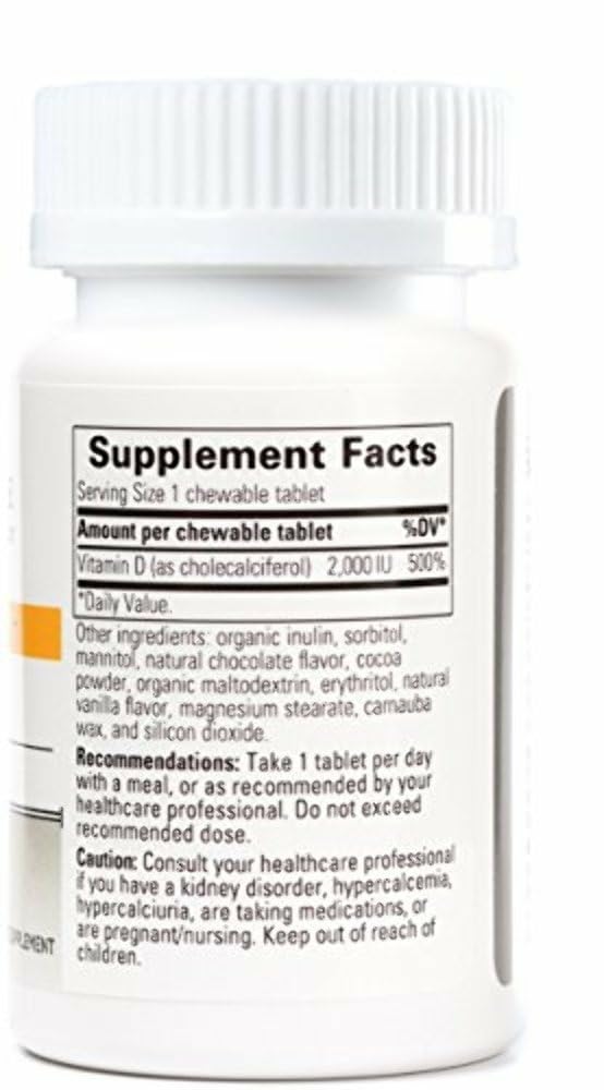 Integrative Therapeutics tabletas masticables apiladas, fácil consumo y sabor a chocolate