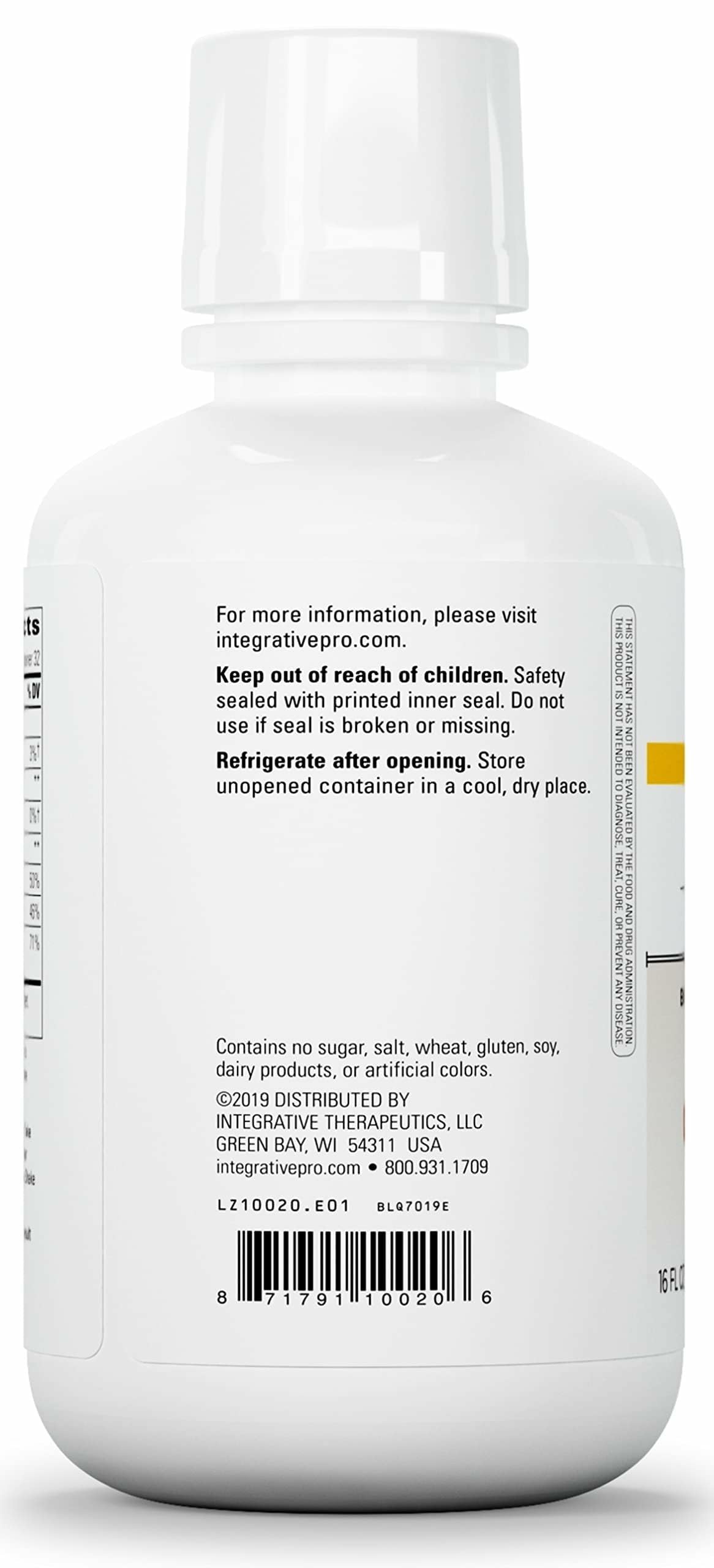 Integrative Therapeutics cucharada con líquido naranja-vainilla para toma sencilla diaria