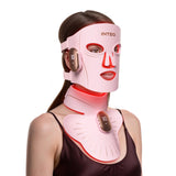INTEO máscara LED frontal rosa mostrando diseño cómodo y cobertura completa