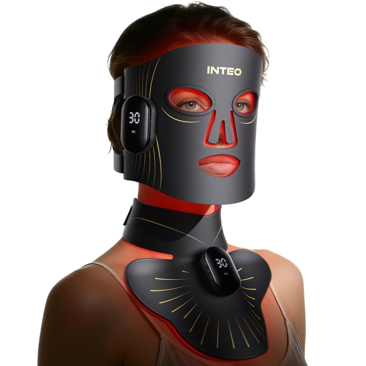 INTEO vista frontal de la máscara mostrando la cobertura completa y diseño ergonómico