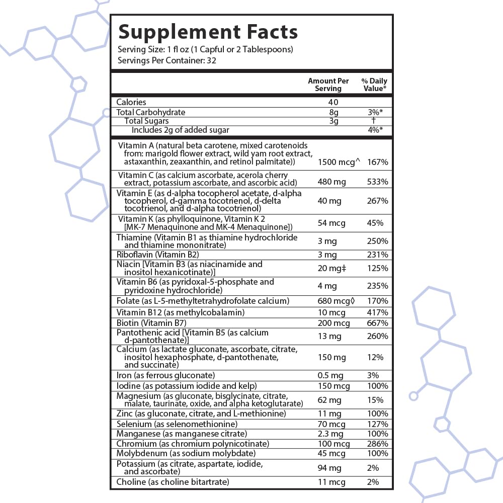 intraKID etiqueta con lista de vitaminas y minerales, transparencia en ingredientes