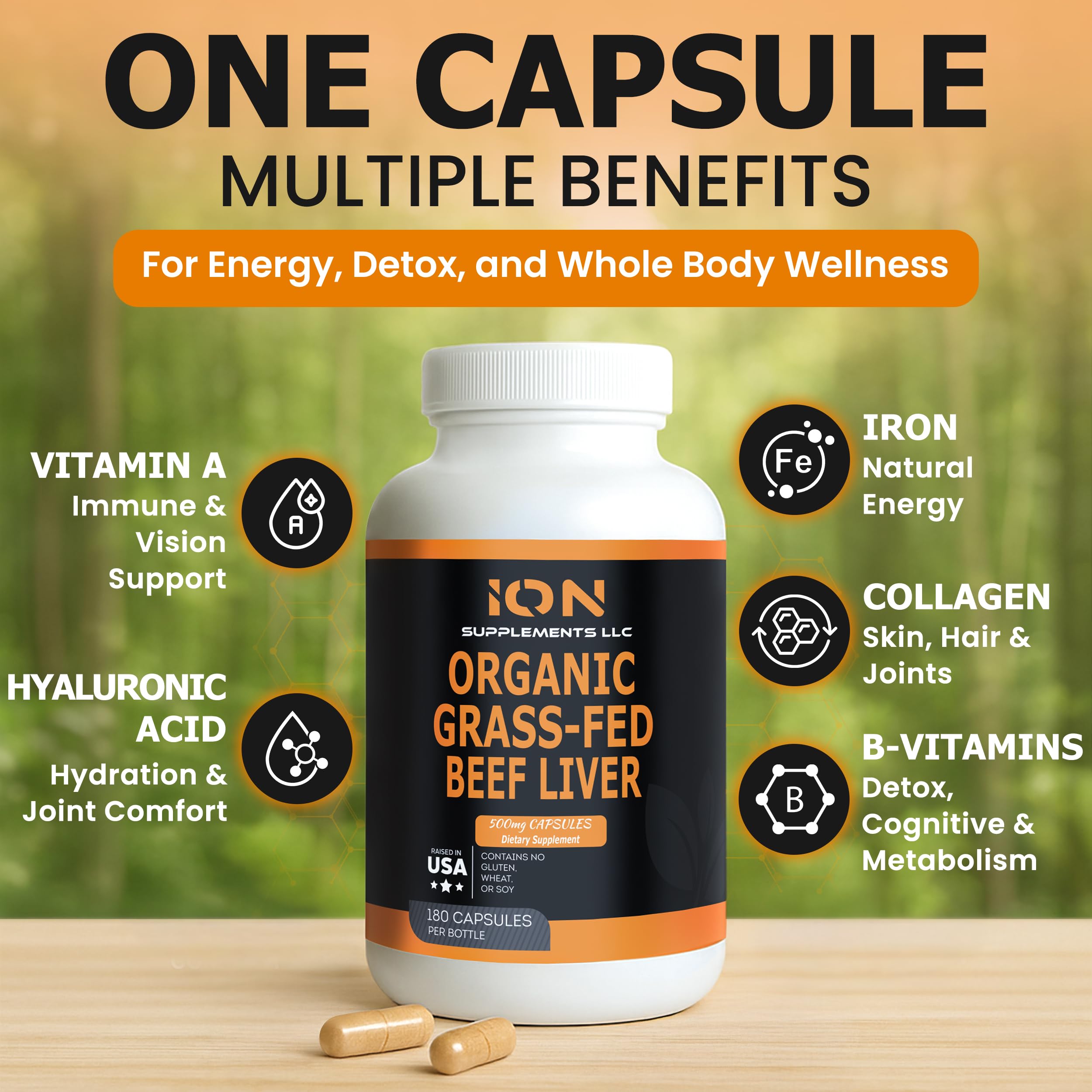 Ion Supplements etiqueta con certificación USDA Organic y detalles