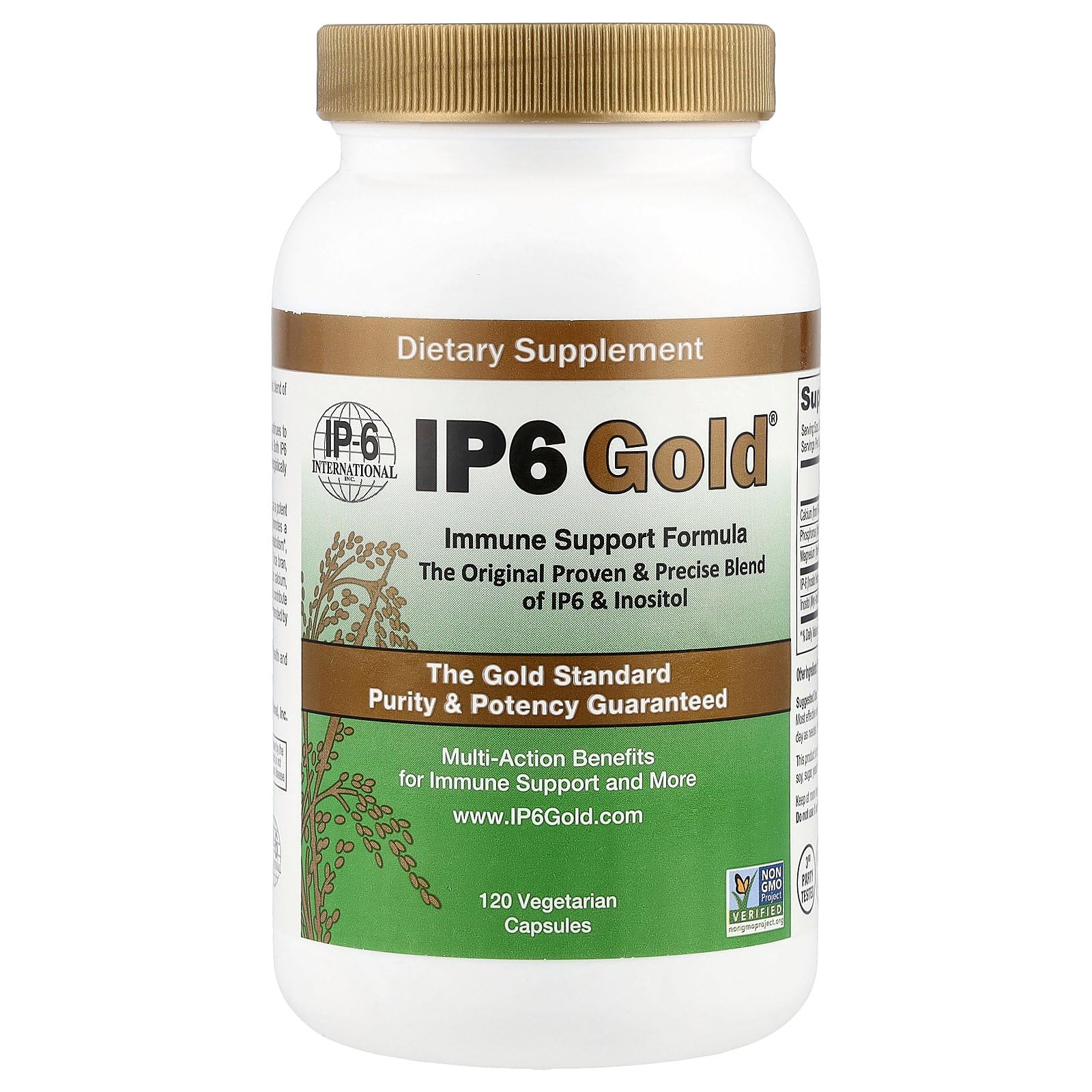 IP6 Gold frasco frontal mostrando etiqueta clara y pureza del producto