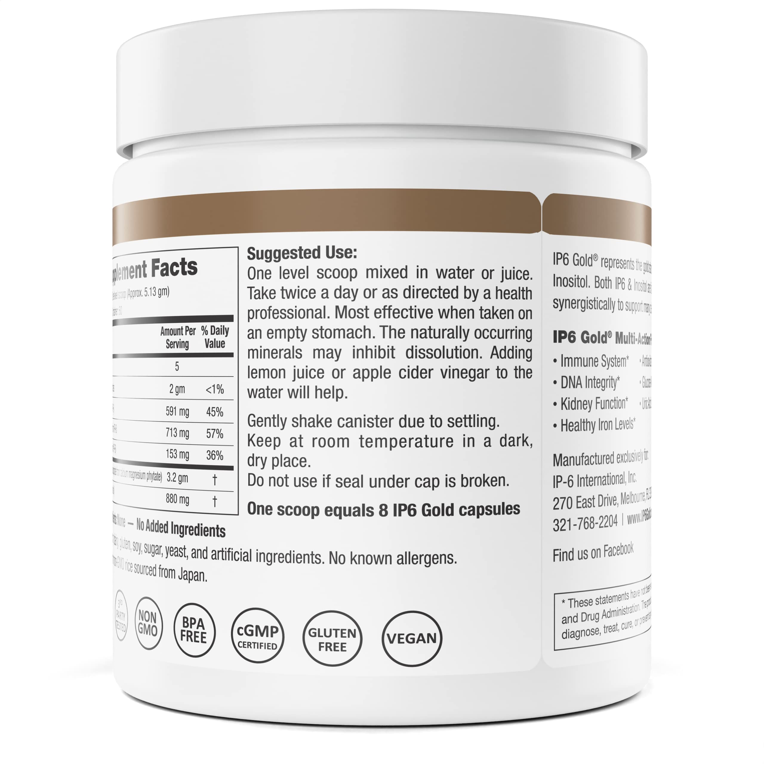IP6 Gold polvo disuelto en vaso para consumo rápido