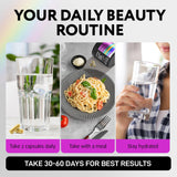 IQ BIOLOGY suplemento en mesa con productos de belleza para complementar cuidados