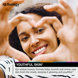 IQ BIOLOGY etiqueta nutricional legible con lista de vitaminas y minerales útiles