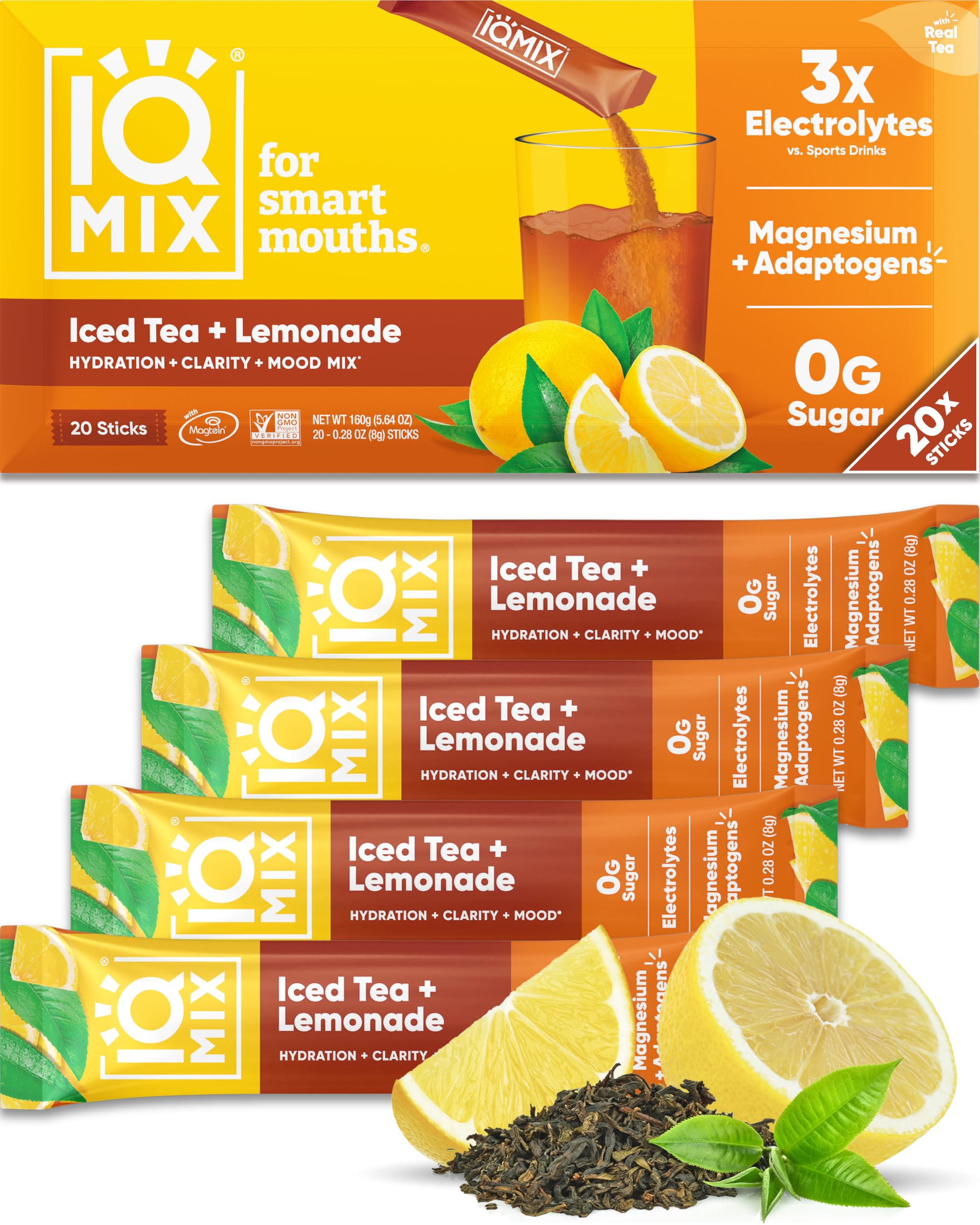 IQBAR empaque frontal IQMIX Iced Tea + Lemonade, fácil identificación