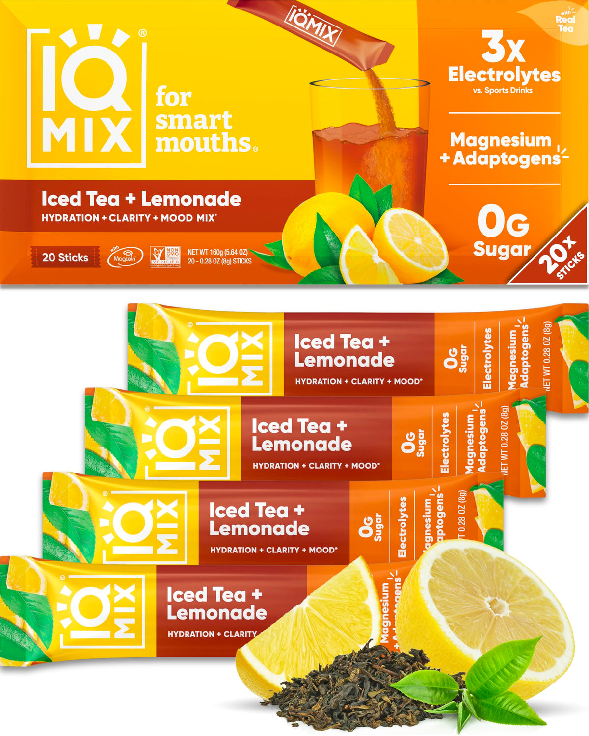 IQBAR empaque frontal IQMIX Iced Tea + Lemonade, fácil identificación