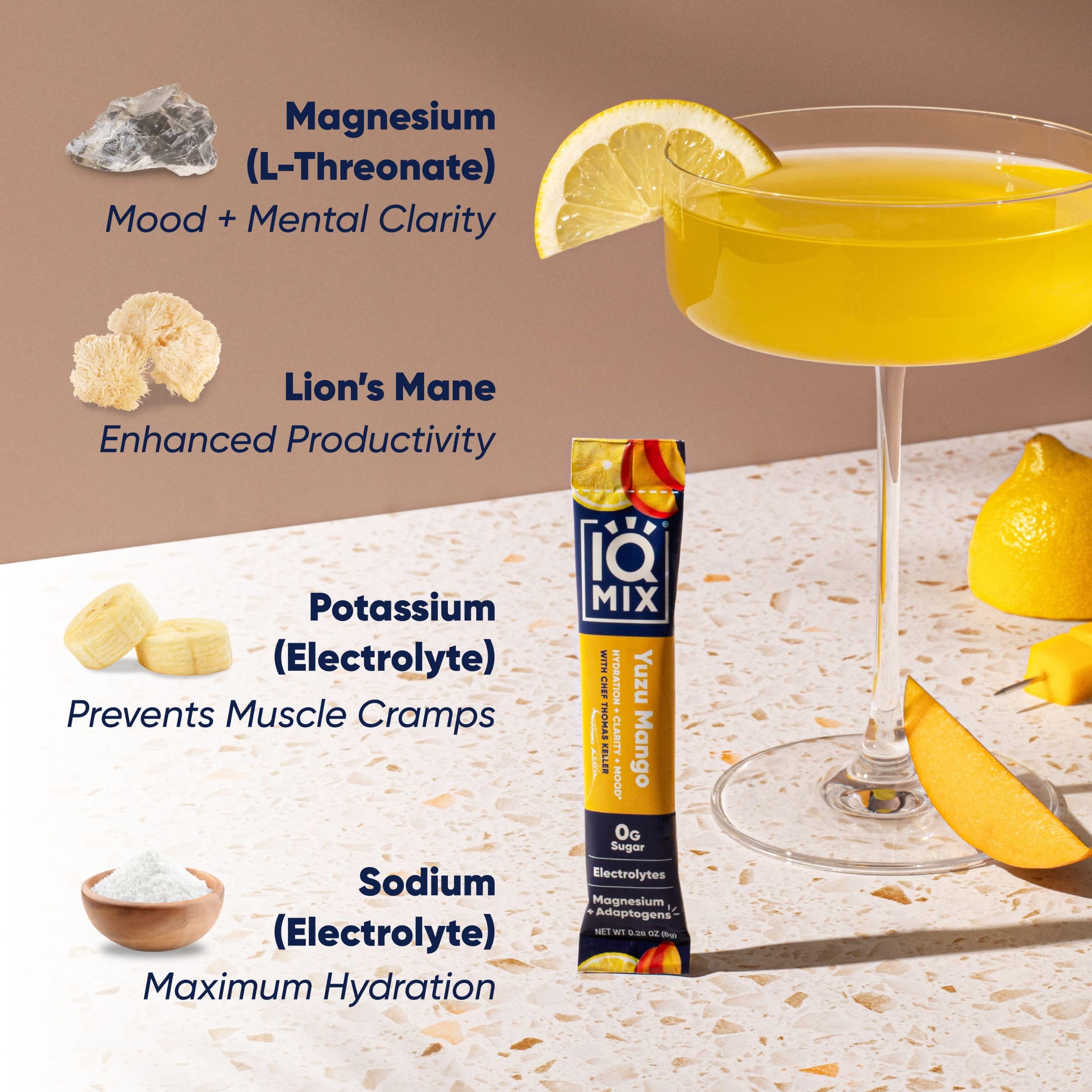 IQBAR IQMIX etiqueta con Lion’s Mane y Magtein destacando apoyo cognitivo