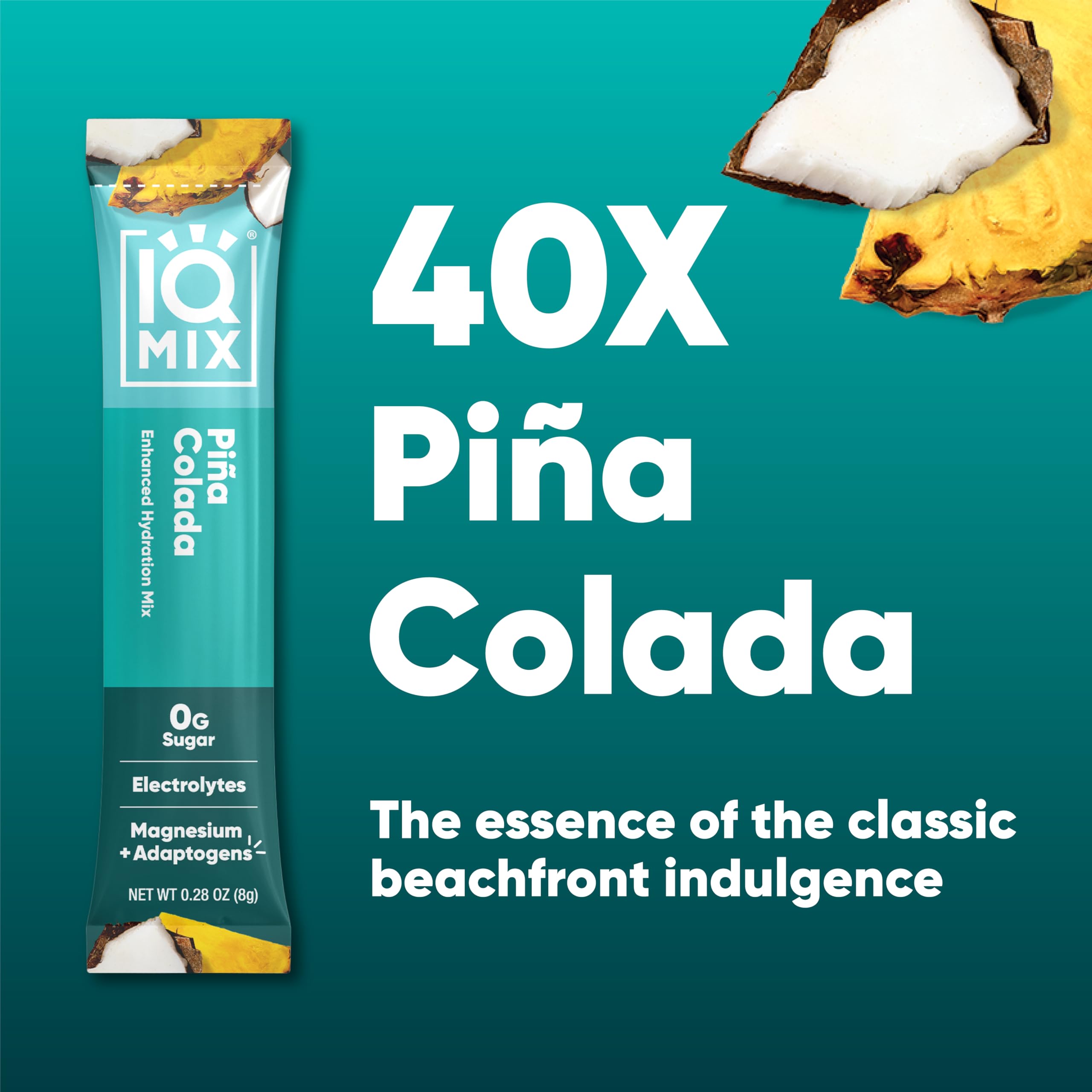 IQBAR IQMIX Pina Colada dentro de bolso de viaje, hidratación en movimiento