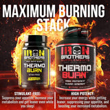 Iron Brothers Thermo Burn junto a una mano para comparar tamaño de cápsula