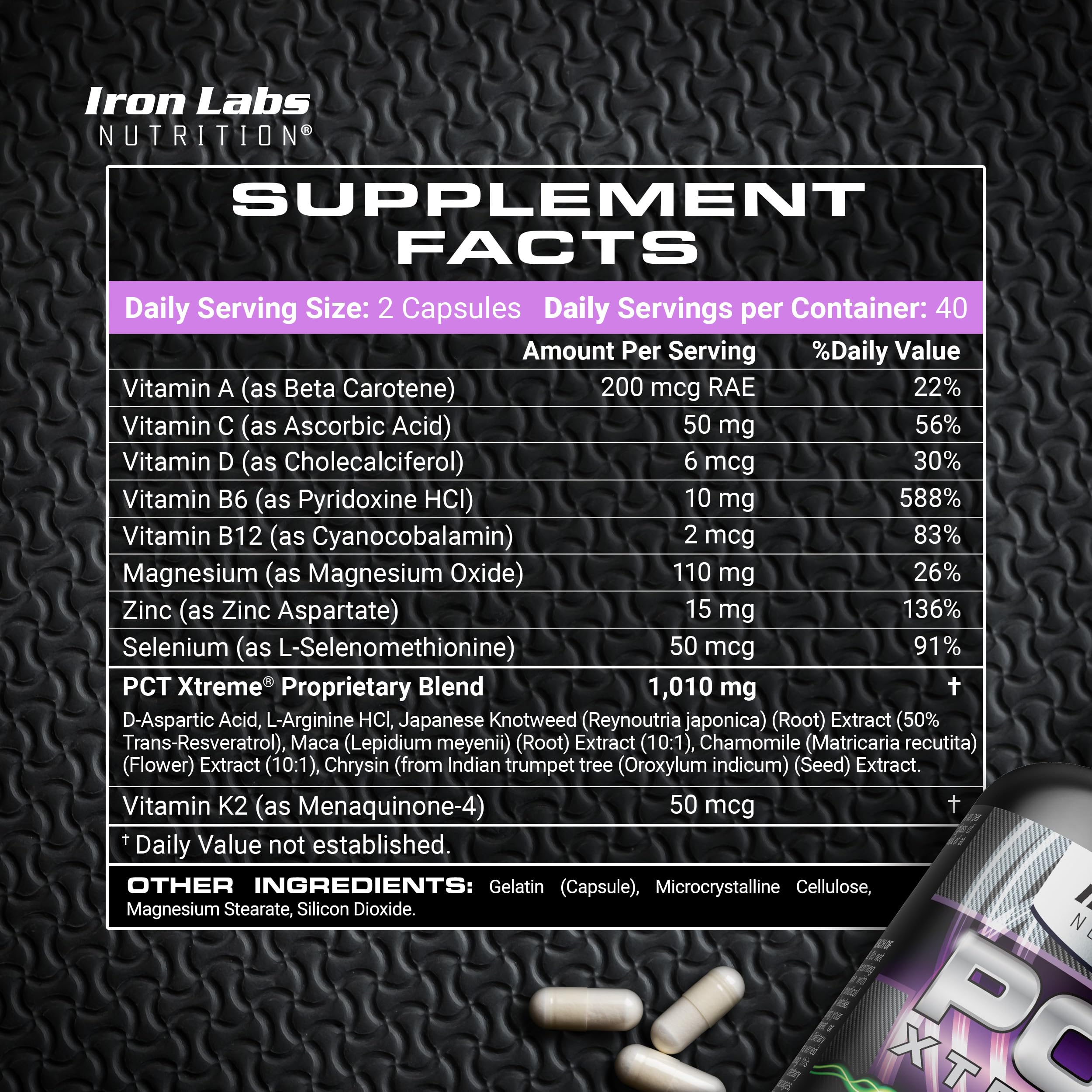 Iron Labs Nutrition etiqueta lateral con detalles de ingredientes y ventajas claras
