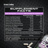 Iron Labs Nutrition etiqueta lateral con detalles de ingredientes y ventajas claras