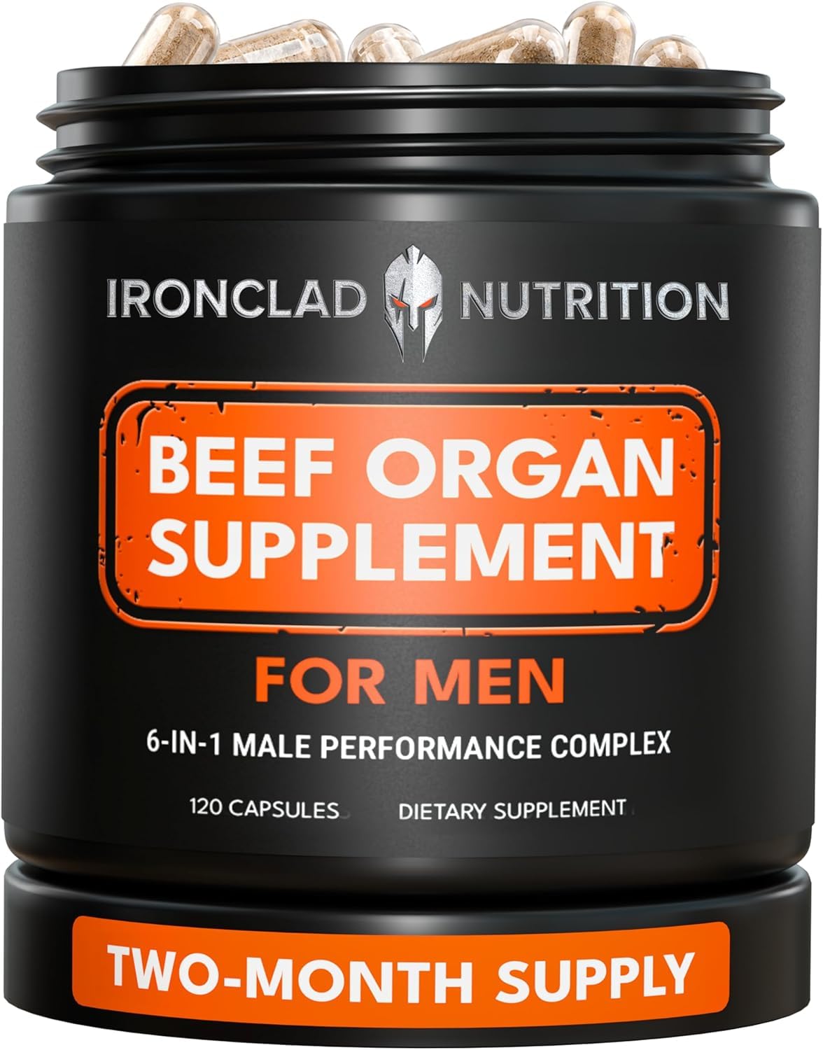 IRONCLAD NUTRITION frasco delantero mostrando 120 cápsulas y etiqueta clara