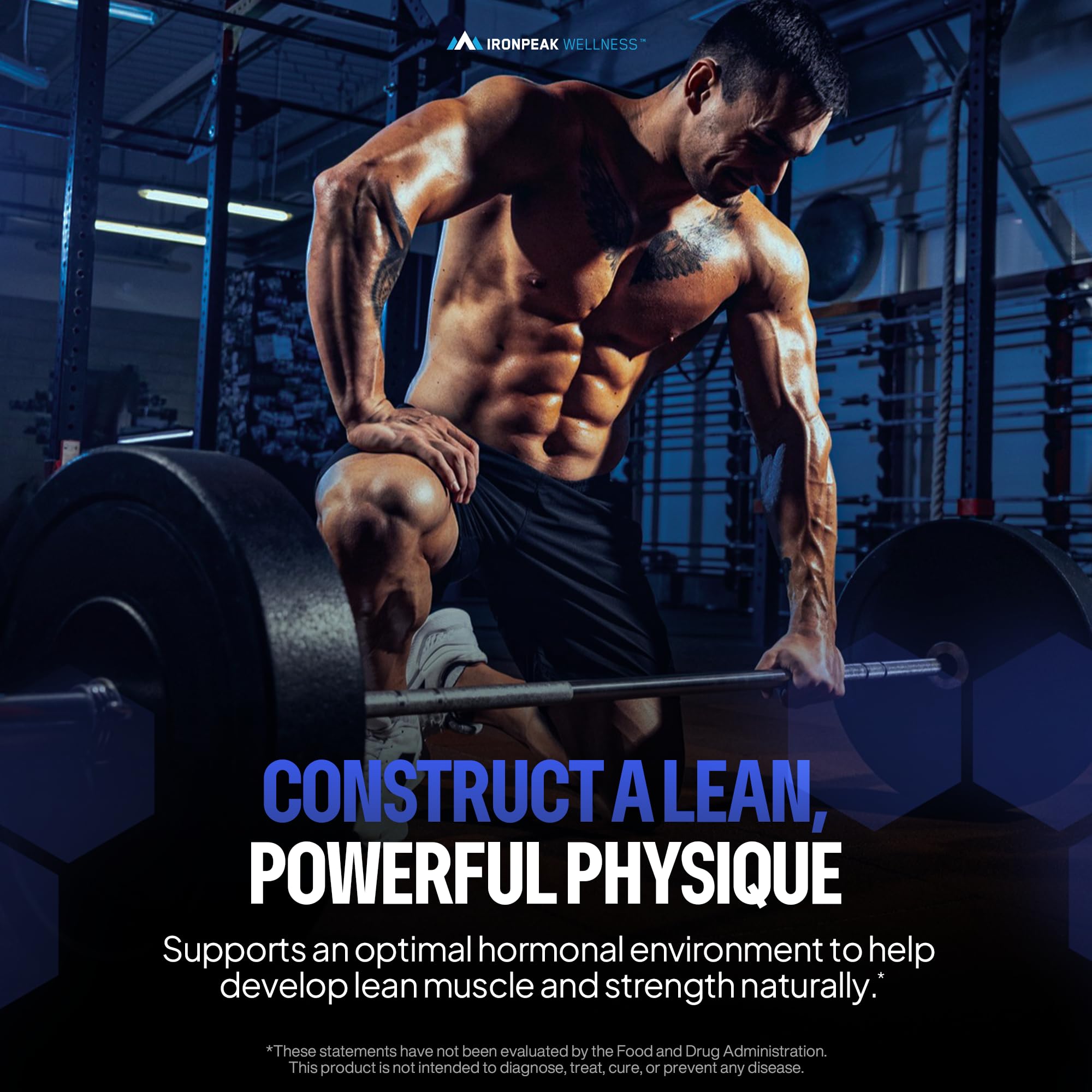 Etiqueta nutricional de IronPeak AndroBoost con ingredientes dosificados y transparencia de fórmula