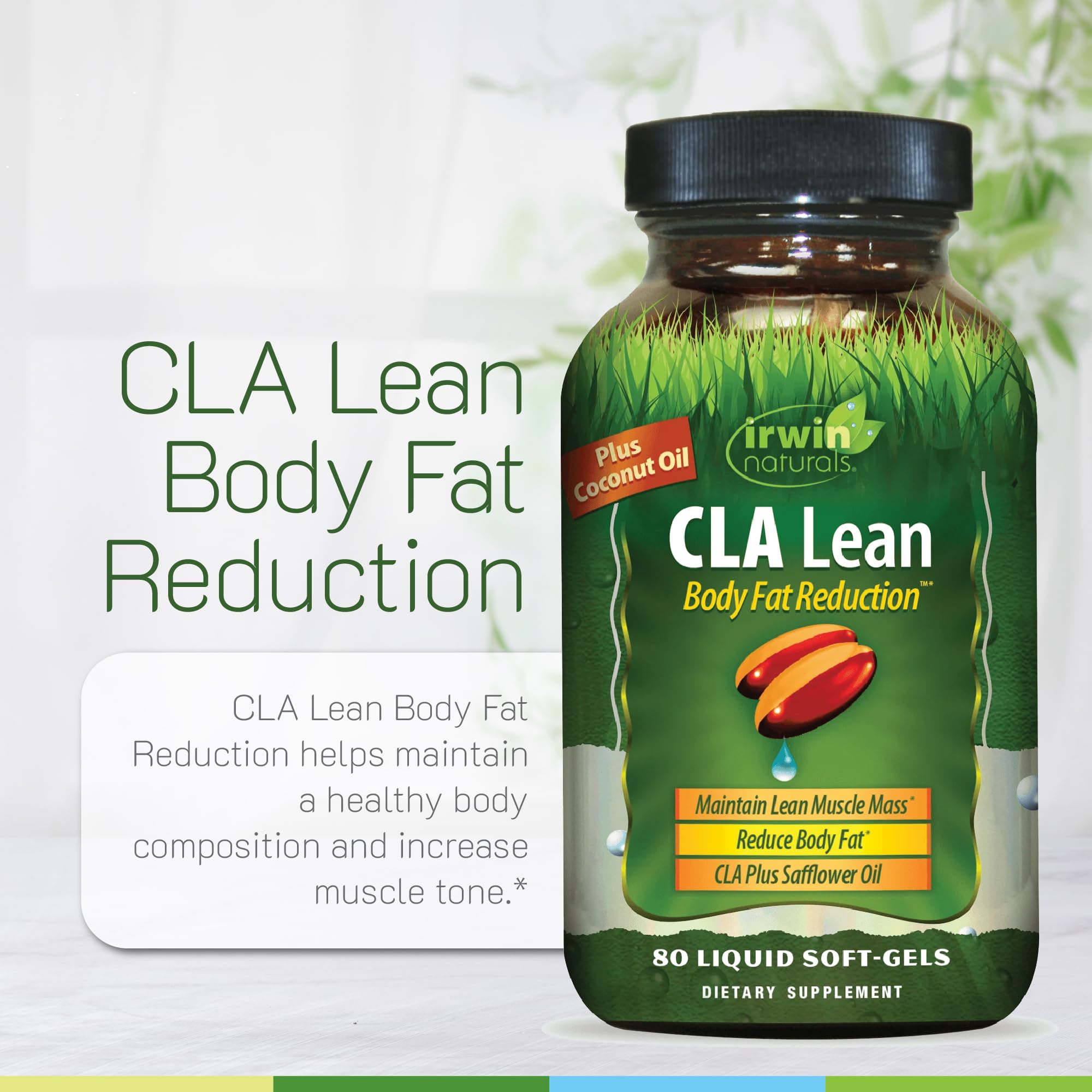 Irwin Naturals etiqueta legible con información de CLA y biodisponibilidad