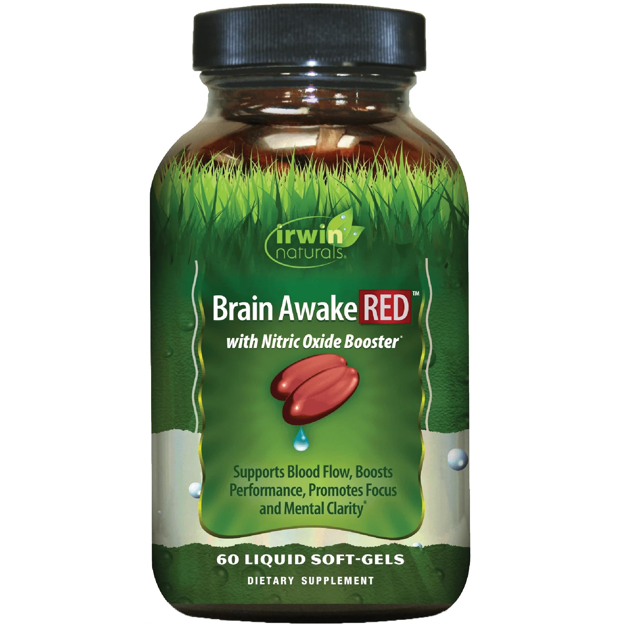 Irwin Naturals frasco frontal mostrando diseño y beneficio concentración