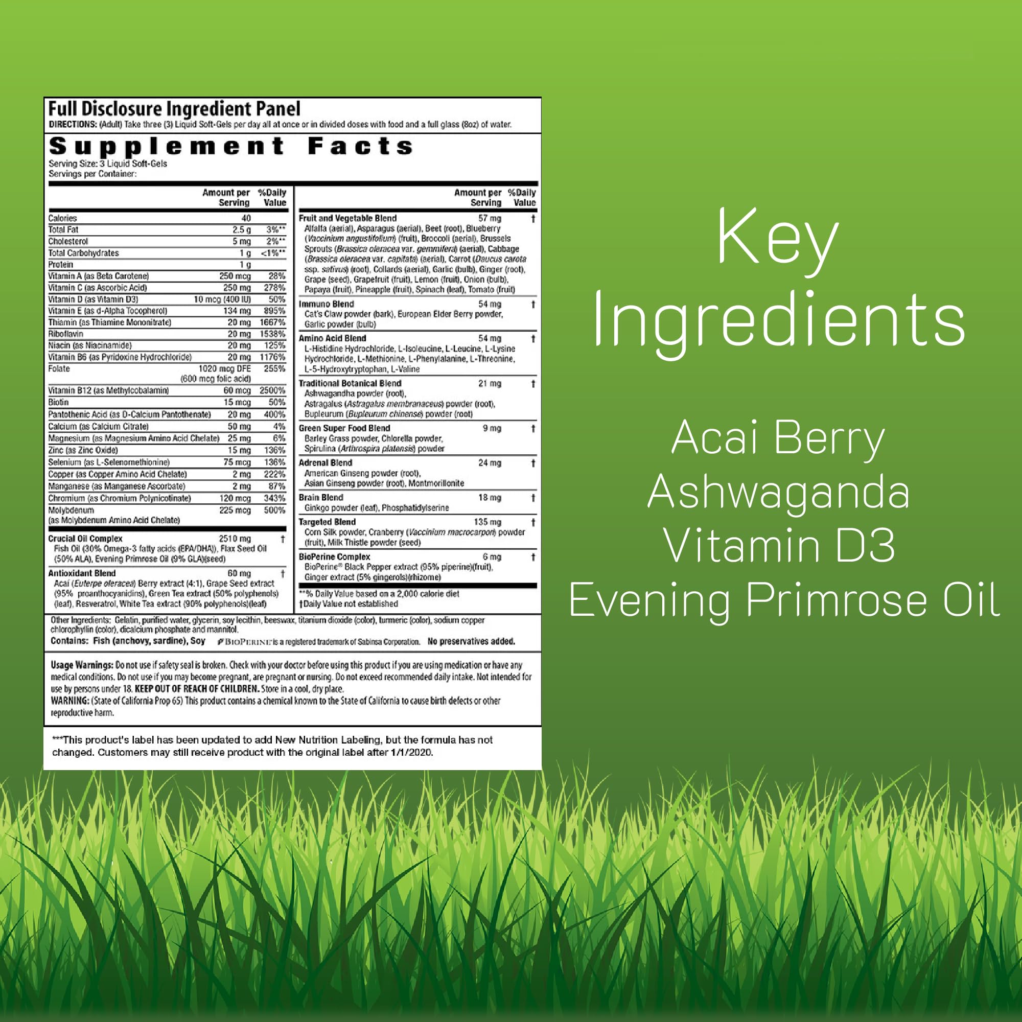 Irwin Naturals cápsula liquid-gel en primer plano para fácil ingestión y absorción