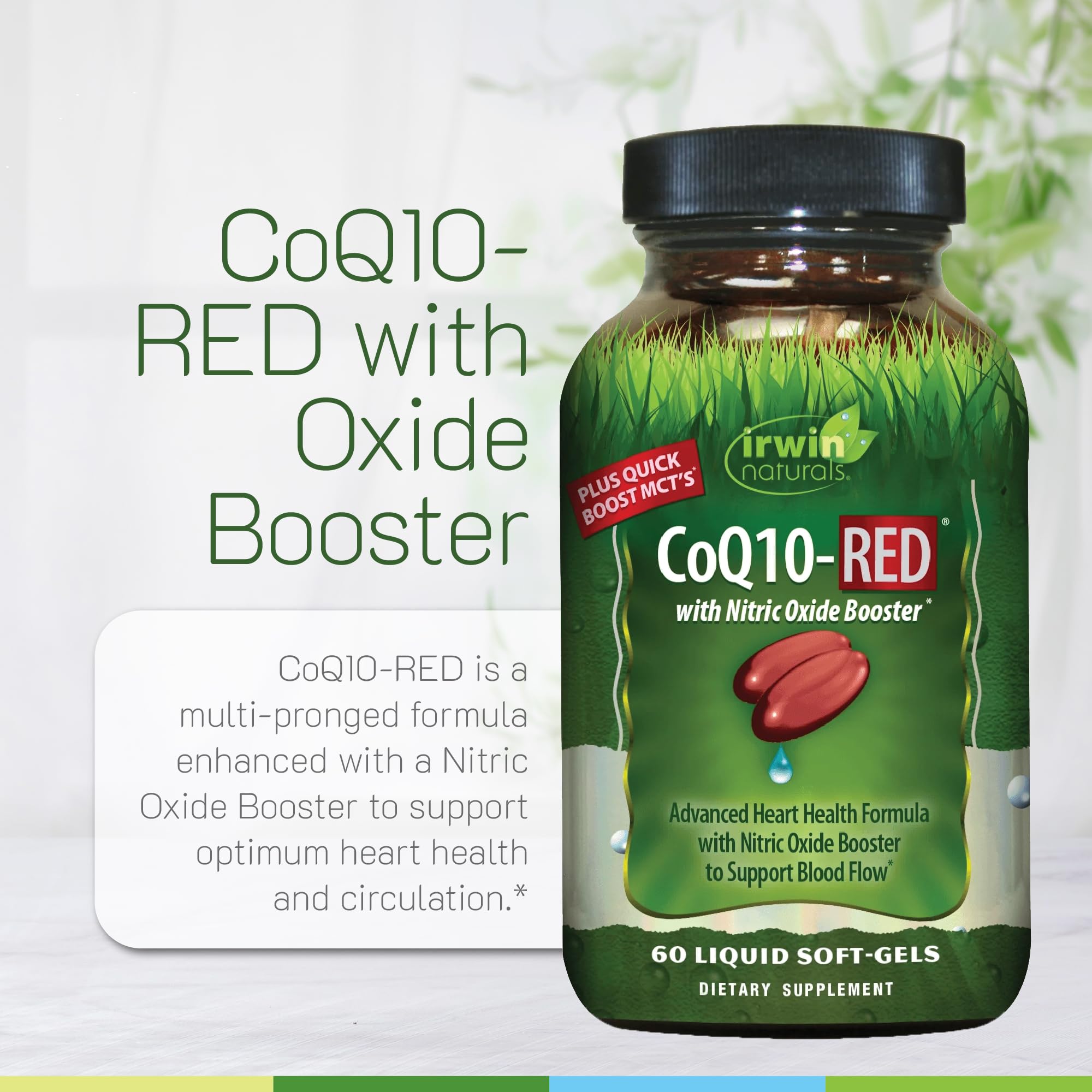 imagen de ingredientes: CoQ10, L-Citrulina y resveratrol en la fórmula Irwin Naturals