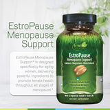 Irwin Naturals EstroPause etiqueta con lista de ingredientes y dosificación visible
