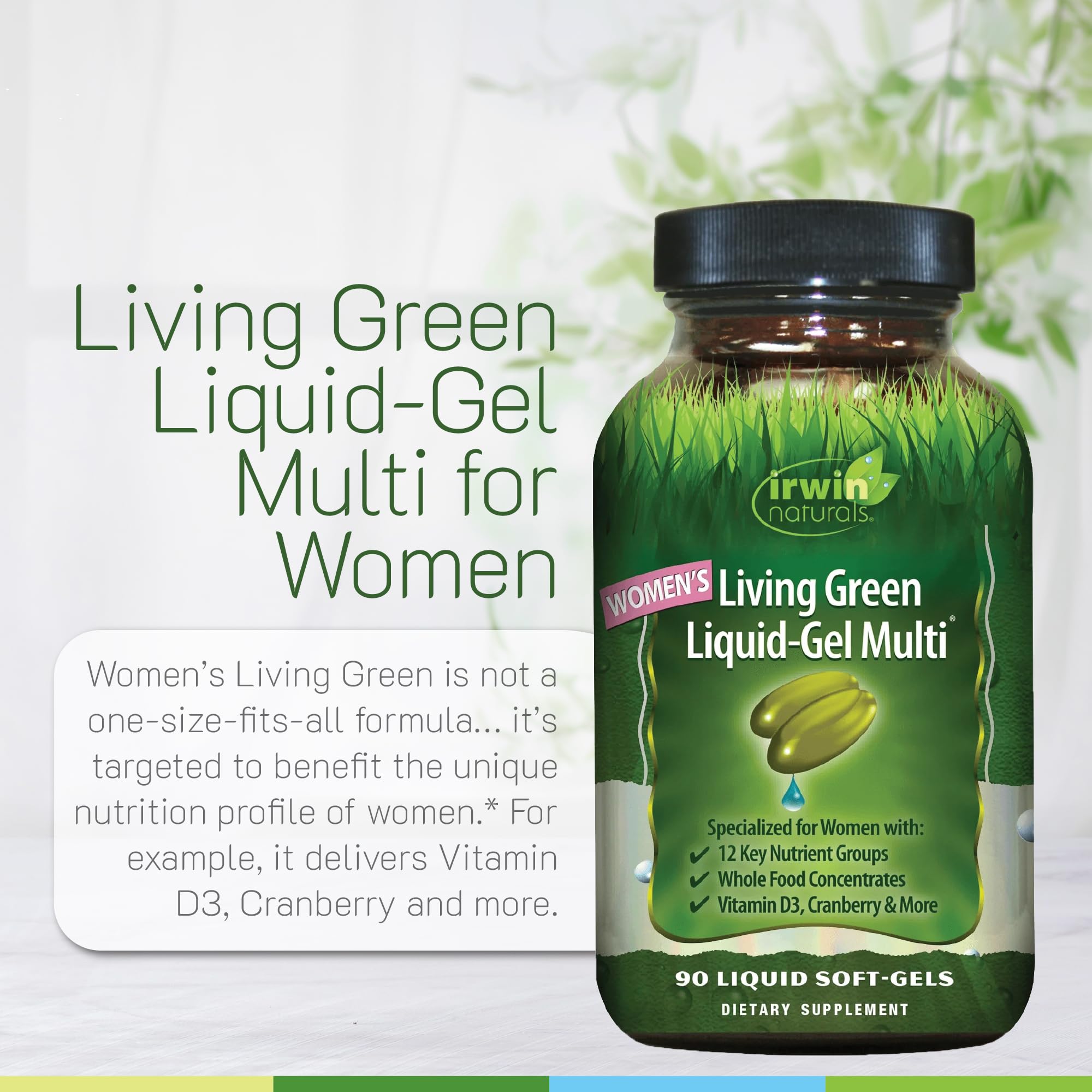 Irwin Naturals etiqueta con lista de ingredientes para transparencia y confianza