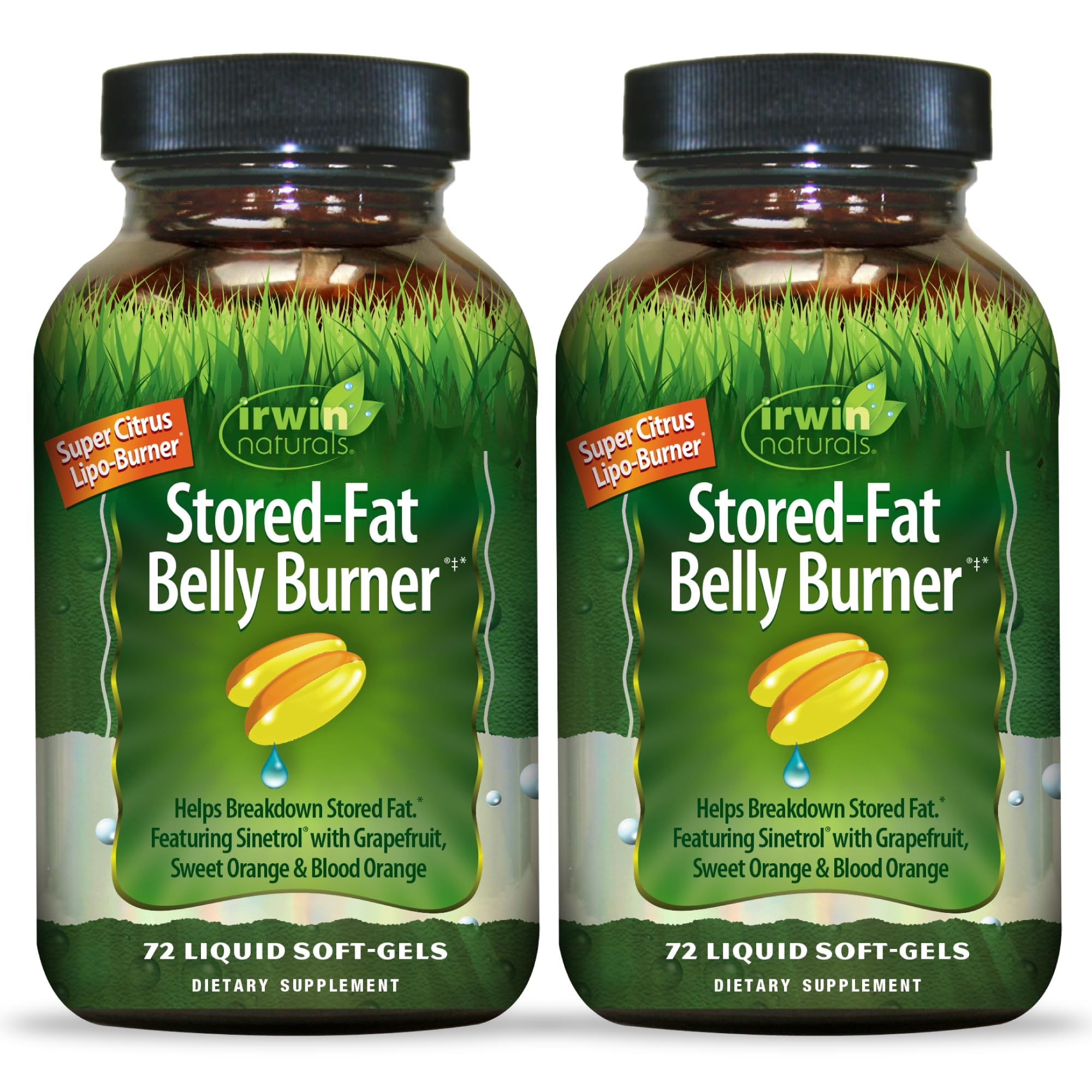 Irwin Naturals frente del envase mostrando 72 softgels y beneficios visibles