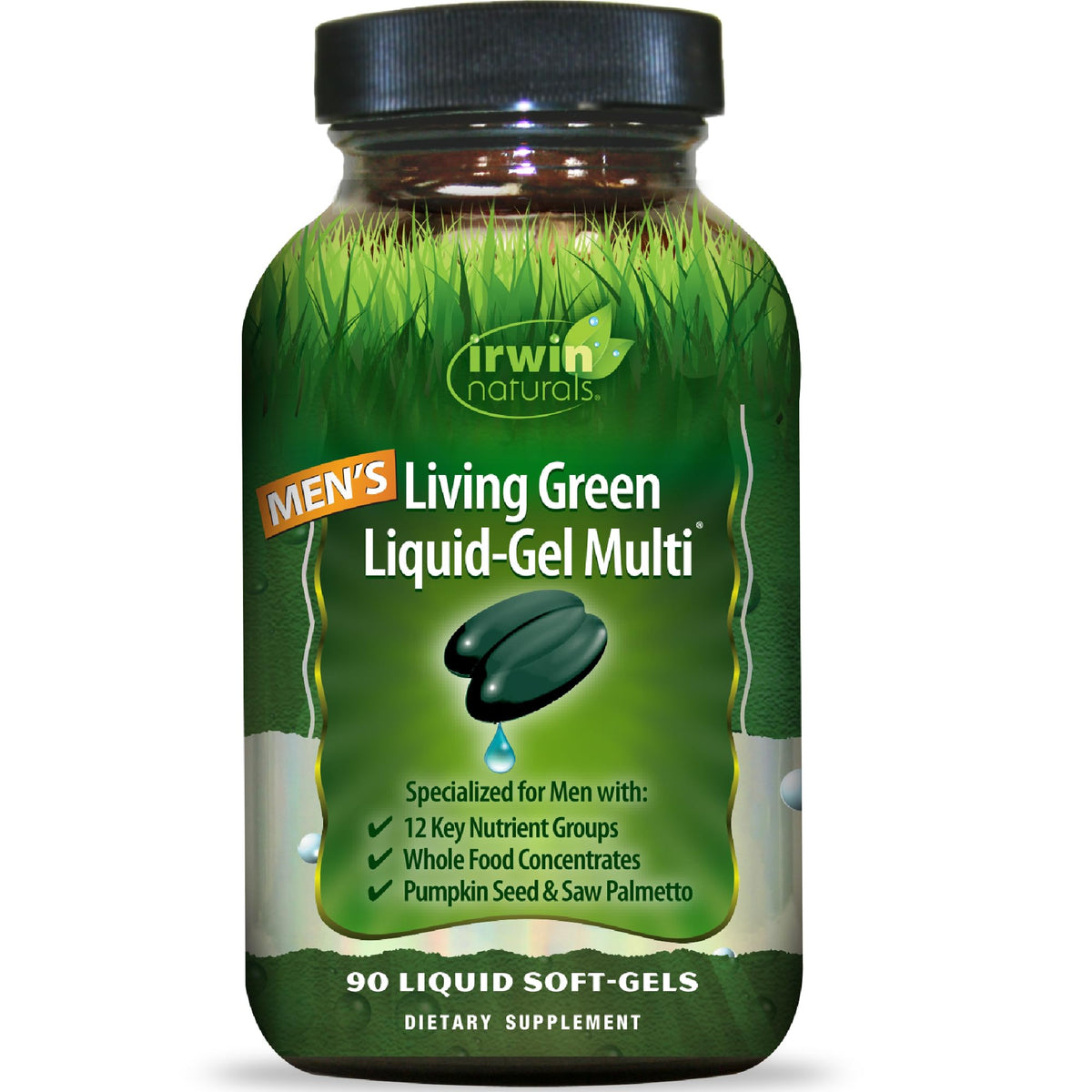 Irwin Naturals envase frontal mostrando 90 cápsulas y beneficio de nutrición diaria