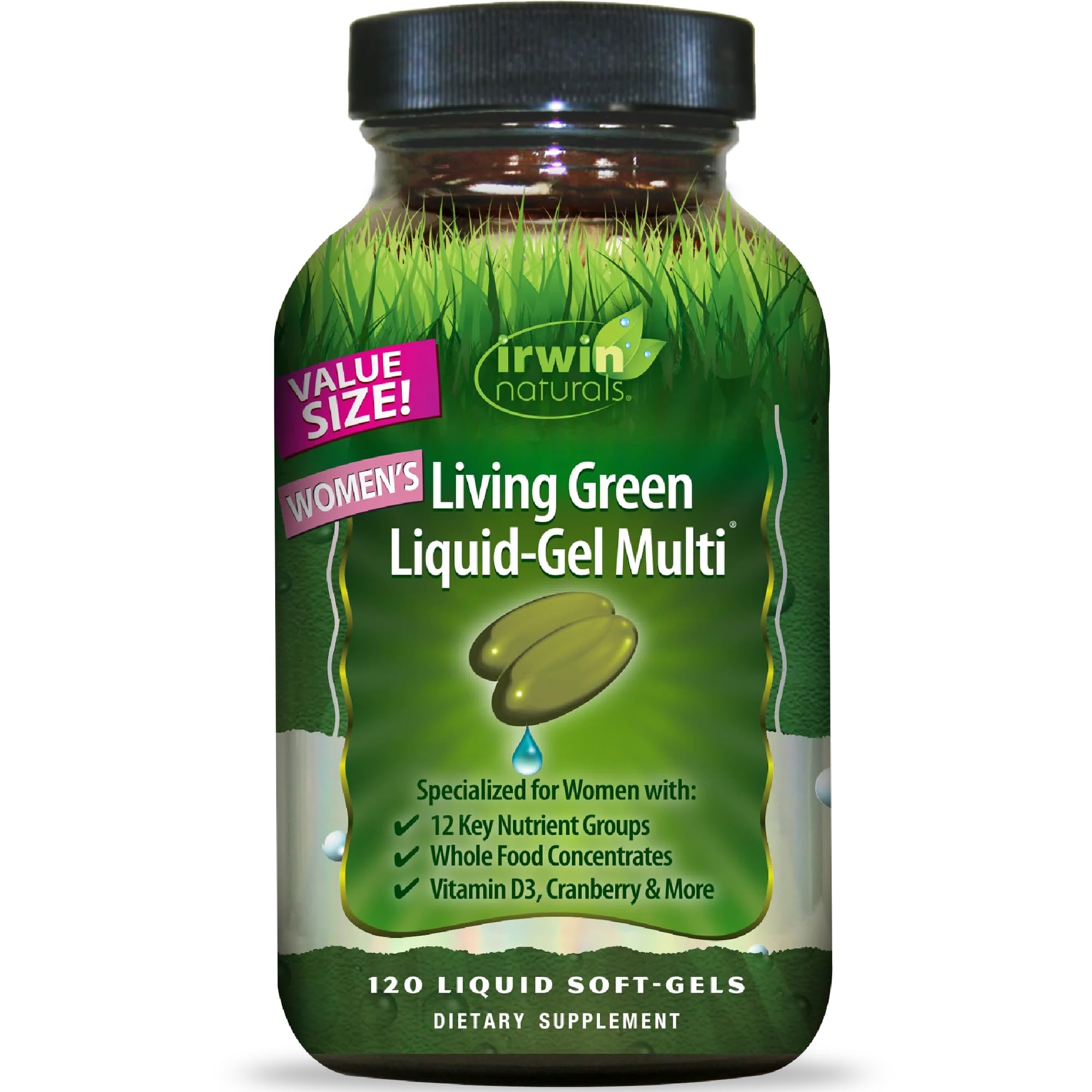 Irwin Naturals frente del envase mostrando diseño y beneficio de nutrición completa