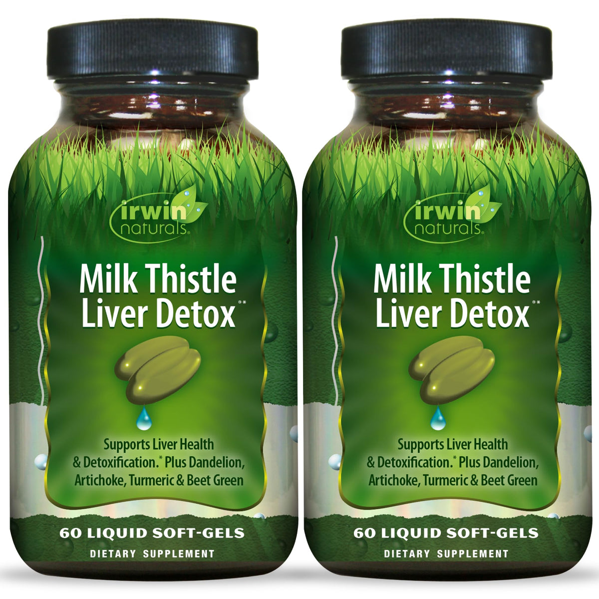 Irwin Naturals vista frontal del envase mostrando producto y beneficios