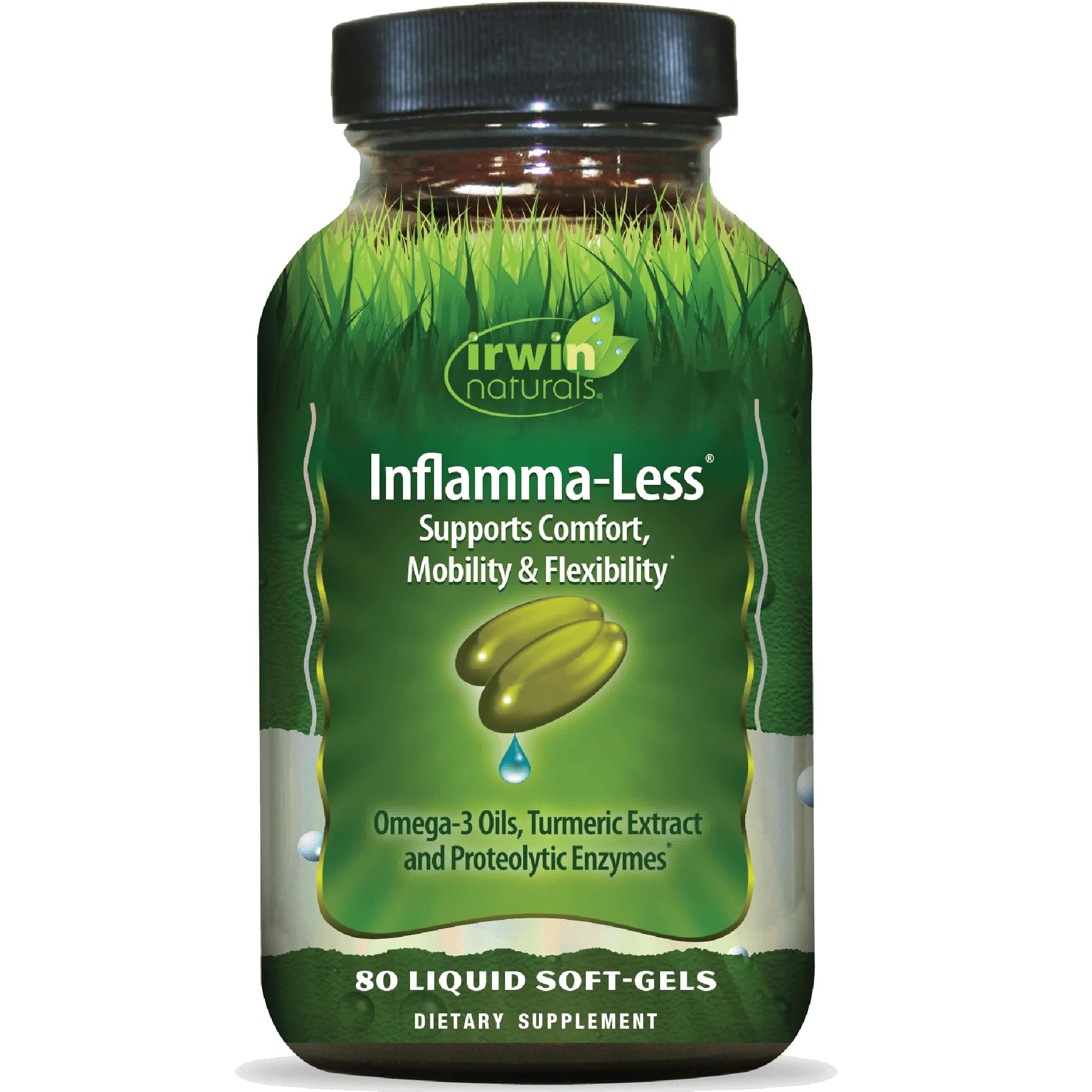 Irwin Naturals frente del envase mostrando la etiqueta y beneficios