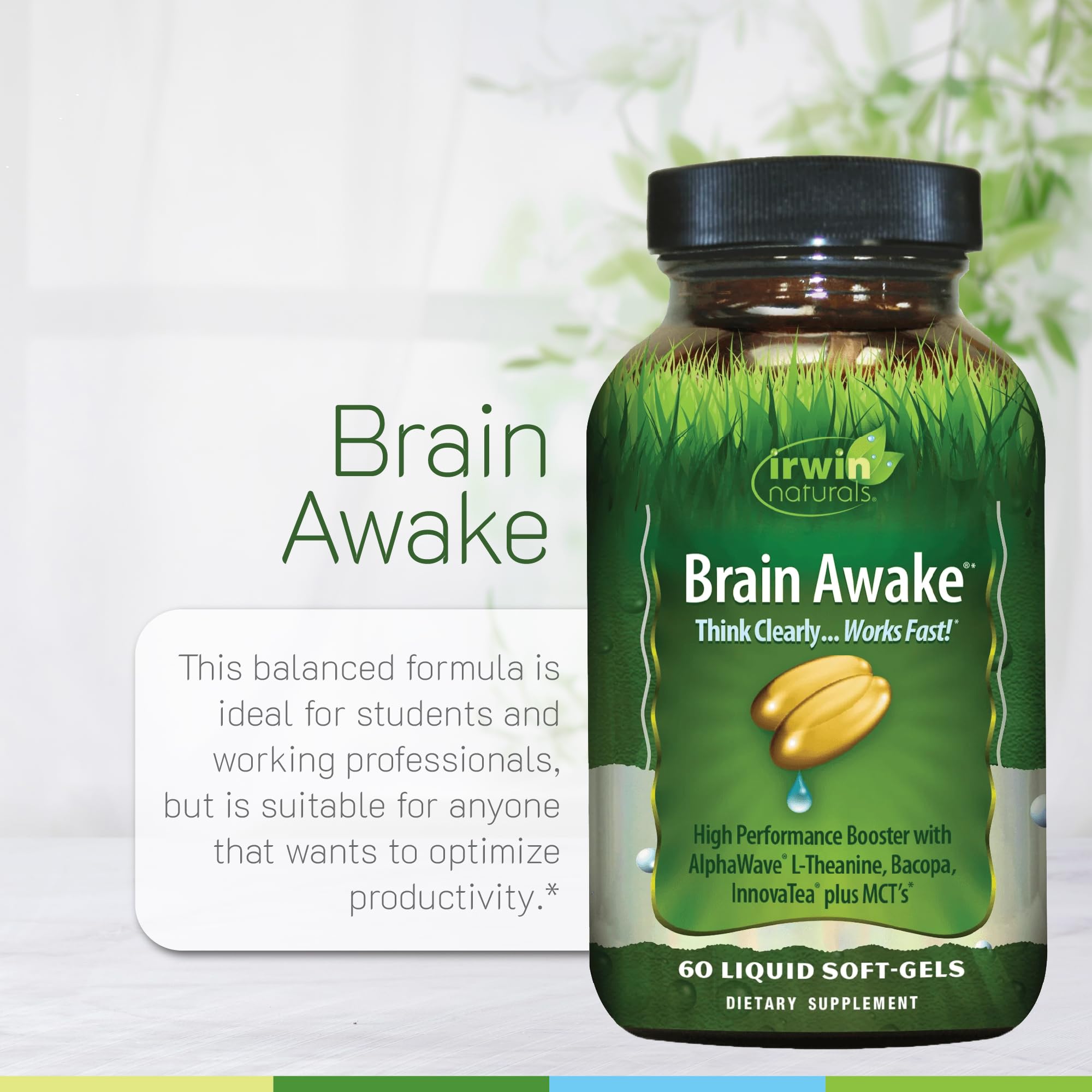 Irwin Naturals ingredientes bacopa albahaca y romero para soporte cognitivo
