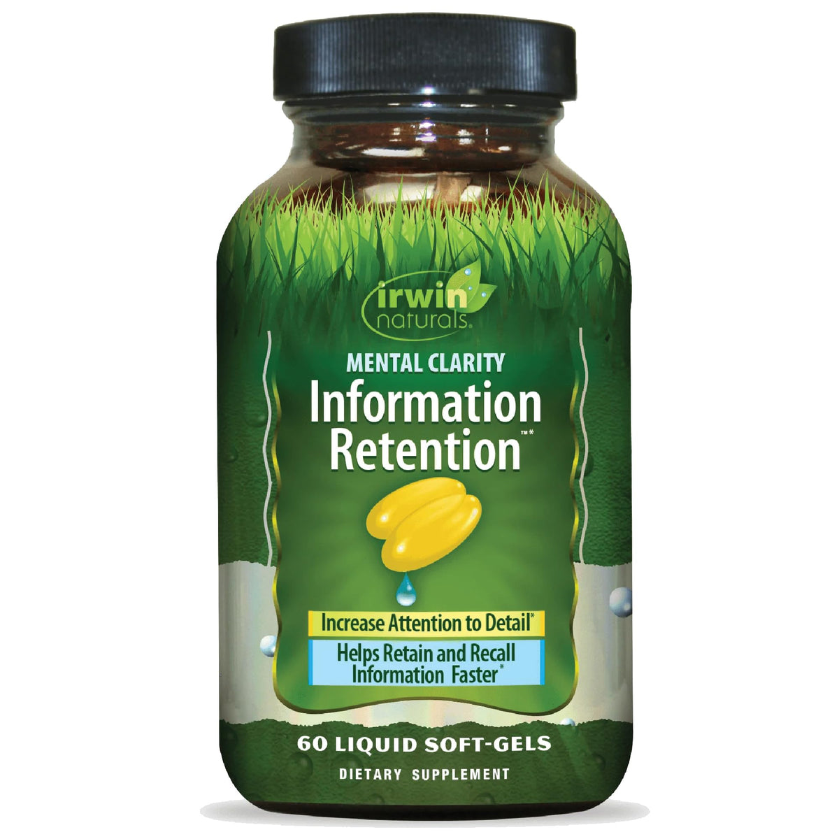 Irwin Naturals frontal del envase mostrando el nombre y beneficios clave