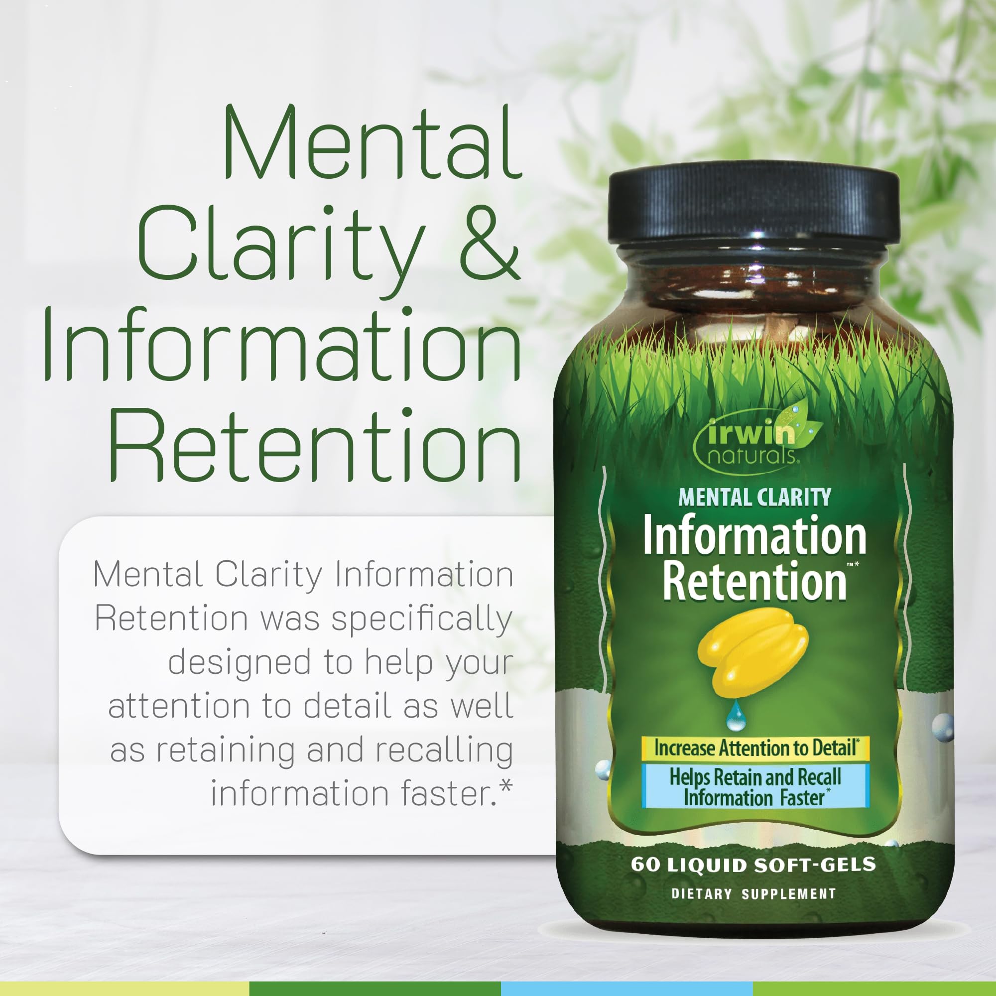 Irwin Naturals etiqueta con tabla nutricional que detalla dosificación y contenidos