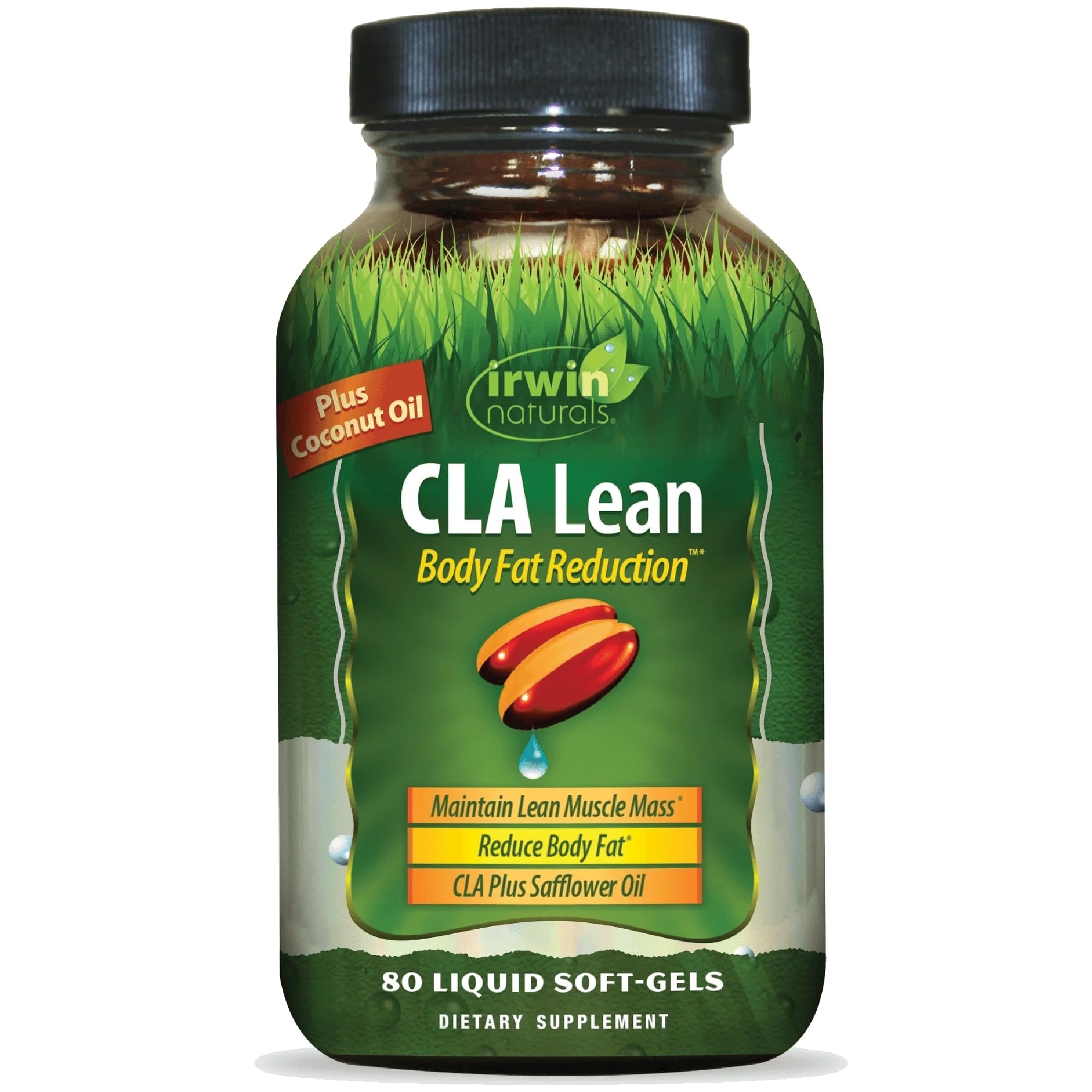 Irwin Naturals envase frontal mostrando dosis y objetivo de composición corporal