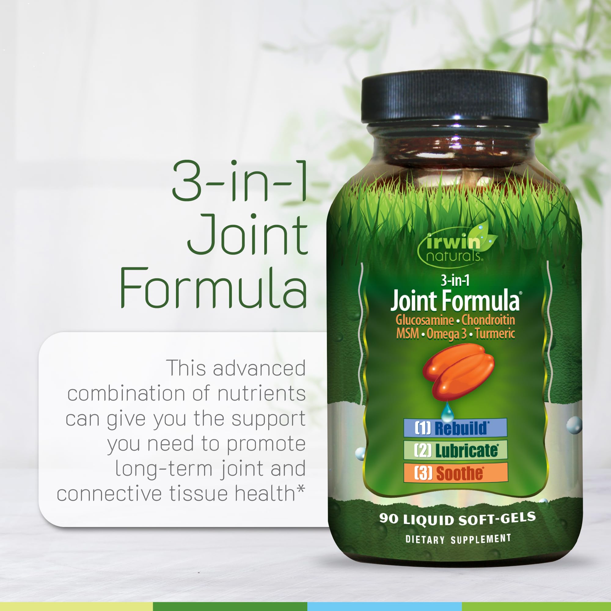 Irwin Naturals persona sosteniendo una cápsula para toma cómoda
