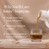 Comparación de tamaño de Isagenix Ionix Supreme junto a objetos cotidianos para escala.