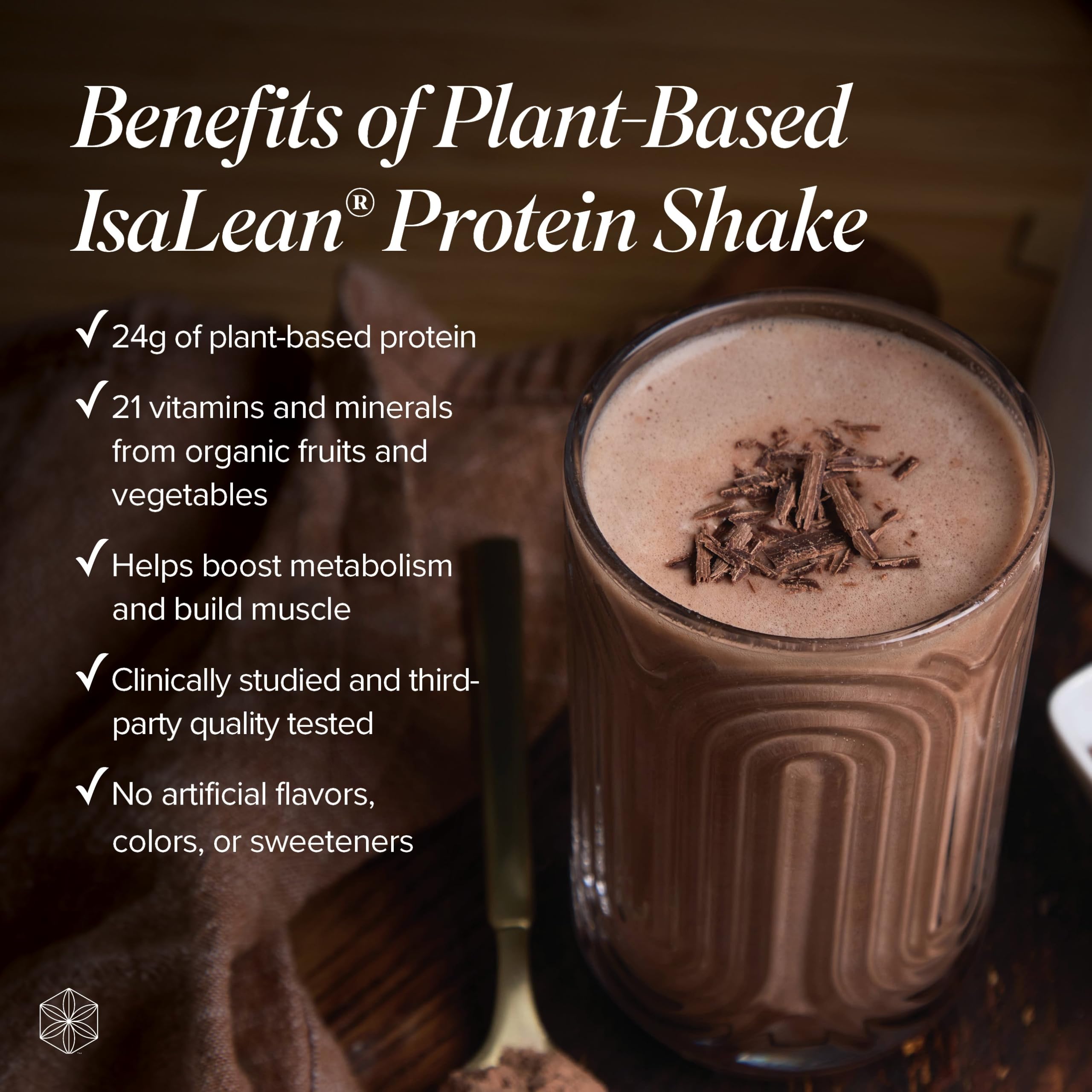 Isagenix envase junto a cuchara para comparar tamaño y porciones