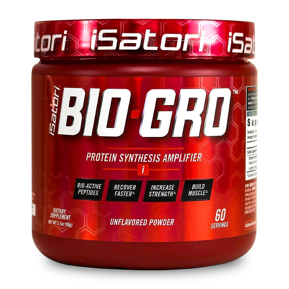 iSatori envase frontal BIO-GRO sin sabor mostrando etiqueta clara