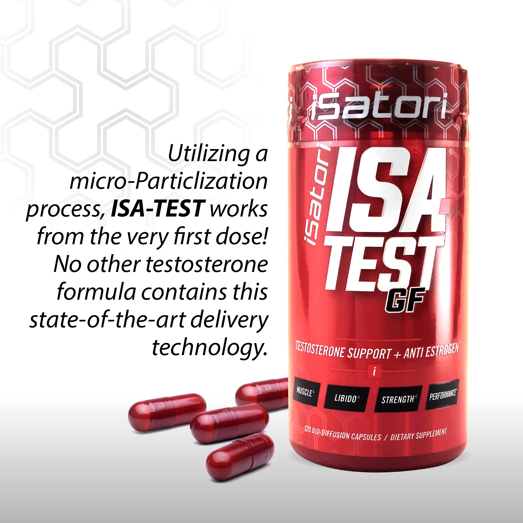 iSatori cápsula junto a pesas ISA-Test GF apoyo en entrenamientos intensos