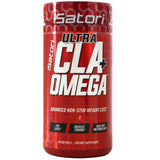 iSatori botella frontal mostrando Ultra CLA Omega 3 6 9 y diseño del envase, claridad en ingredientes