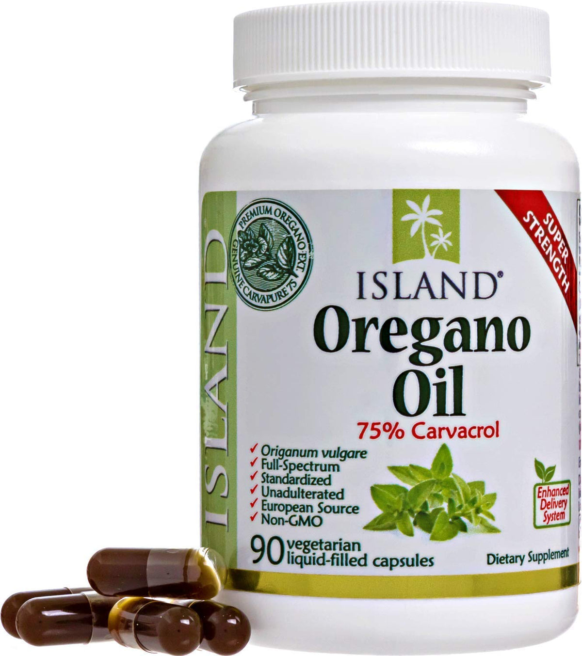 Island Nutrition frontal del envase mostrando 90 cápsulas y beneficios